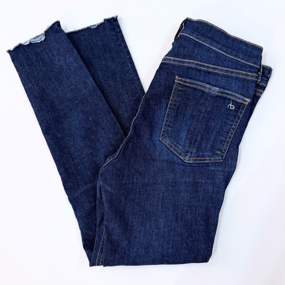 rag & bone 10 Inch Ankle Skinny Raw Hem Jeans Mad River Dark Wash Denim 29 - Picture 6 of 7